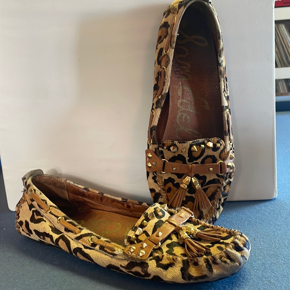 Sam Edelman Leopard flats with gold studs
